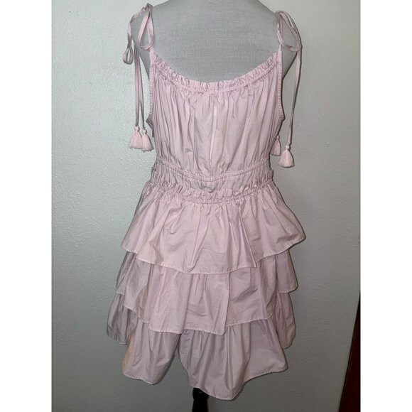 NWT Steve Madden Light Pink Ruffled Tiered Sleeveless Dress With Adjustable Tass - Picture 2 of 8